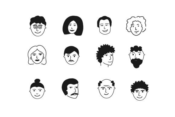 Download Hand Drawn People Faces/ Minimalist Avatar - Premium Bundle