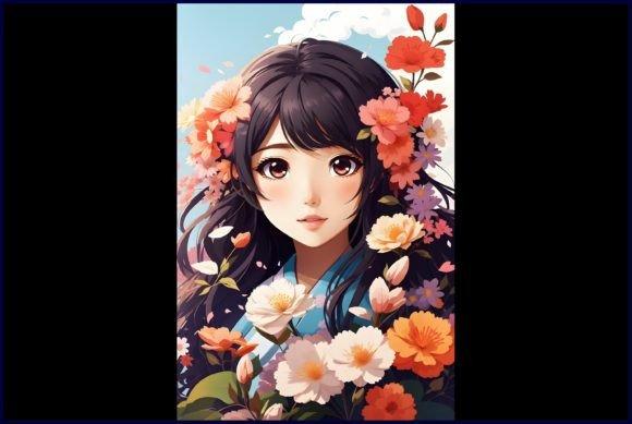 Download Japanese Cute Anime with Flowers - Japanese cute Collection