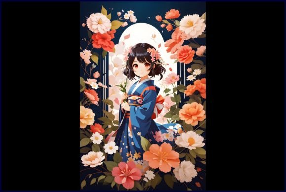 Download Japanese Cute Anime with Flowers - Japanese cute Collection