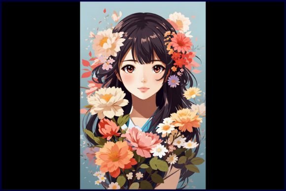 Download Japanese Cute Anime with Flowers - Premium Bundle