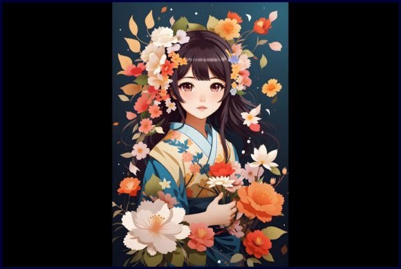 Download Japanese Cute Anime with Flowers - Premium Bundle