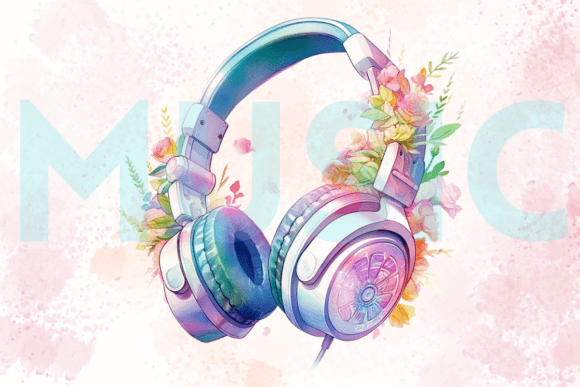 Download Floral Gaming Headset Watercolor Clipart - Gaming Collection